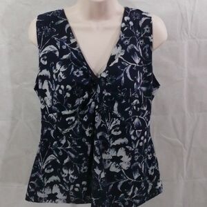 EVAN PICONE twist front sleeveless blouse floral pattern polyester sleeveless XL